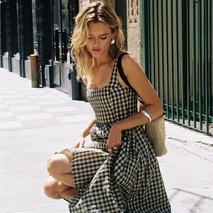 Princess Polly cream & black gingham dress